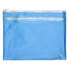 Папка пластиковая, А4, на молнии, 2 отделения, прозрачно-голубая, PVC, 250мкн,1427-07-А